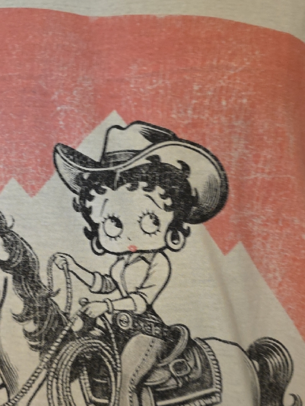 Betty Boop White Short Sleeve Tee with Pink Graphic - Picture 4 of 5